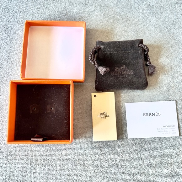 Hermes Other - HERMES Earrings Box + Pouch + Tag 2.30x2.30x0.80 inches + Ribbon